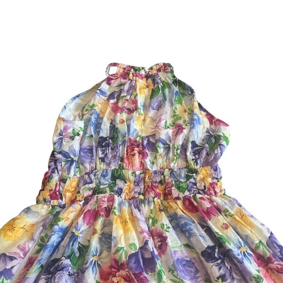 Boston Proper Garden of Romance Floral Print Mock Neck Midi Dress Size 12 Womens - Picture 8 of 13